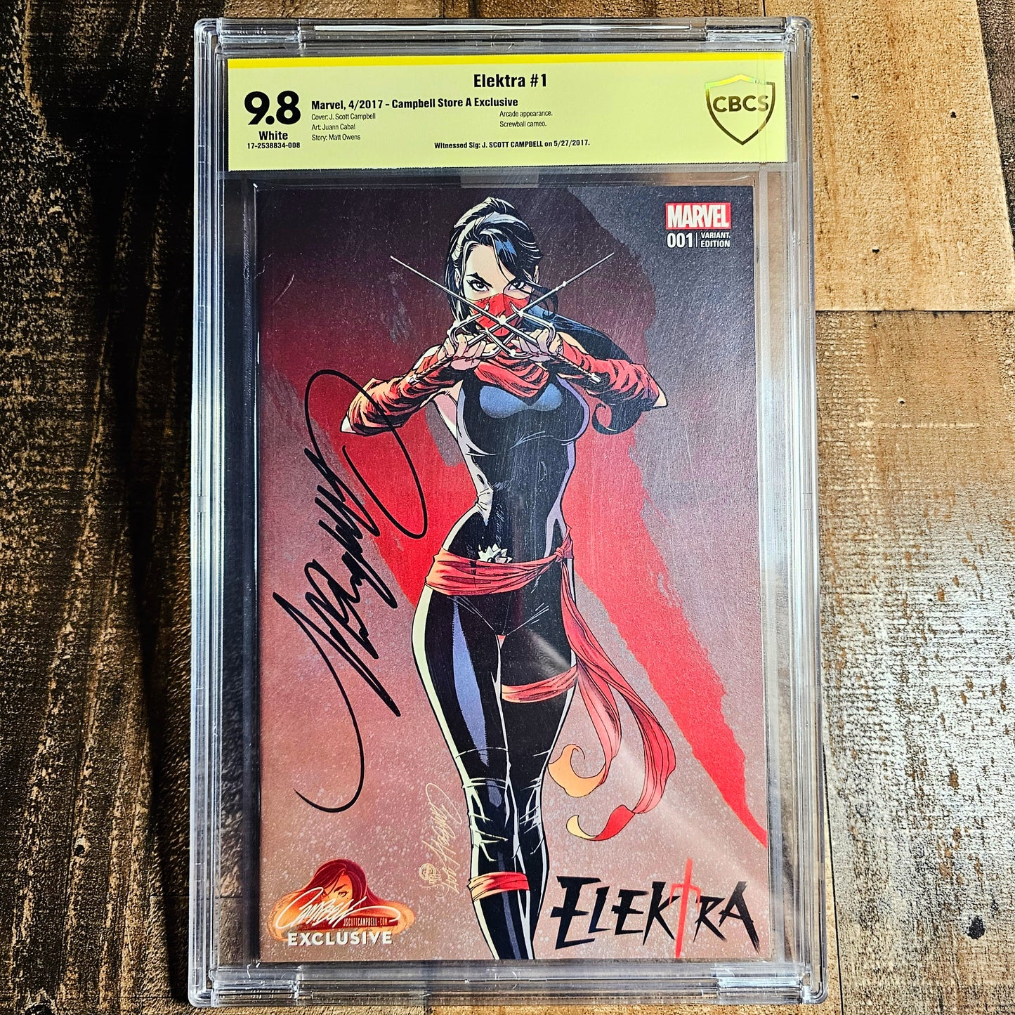Elektra #1 CBCS 9.8 Signed J Scott Campbell 2017