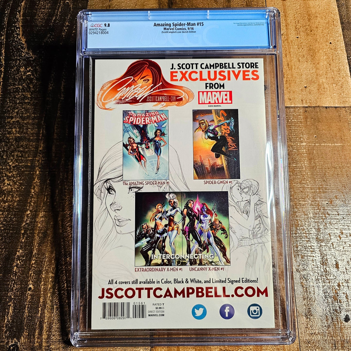 The Amazing Spiderman #15 J Scott Campbell Sketch Edition CGC 9.8