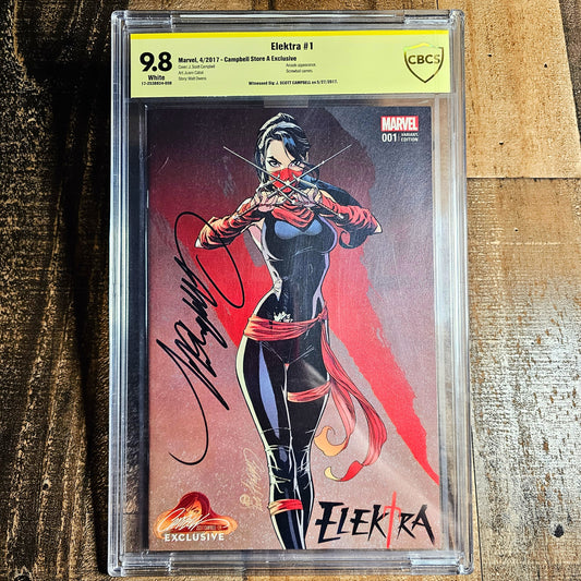 Elektra #1 CBCS 9.8 Signed J Scott Campbell 2017